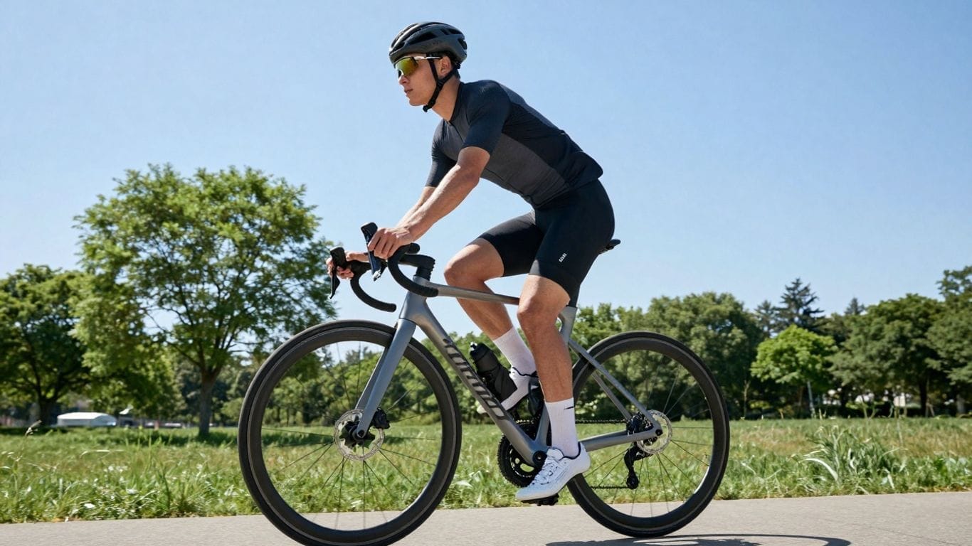 Person cycling outdoors for weight loss workout.