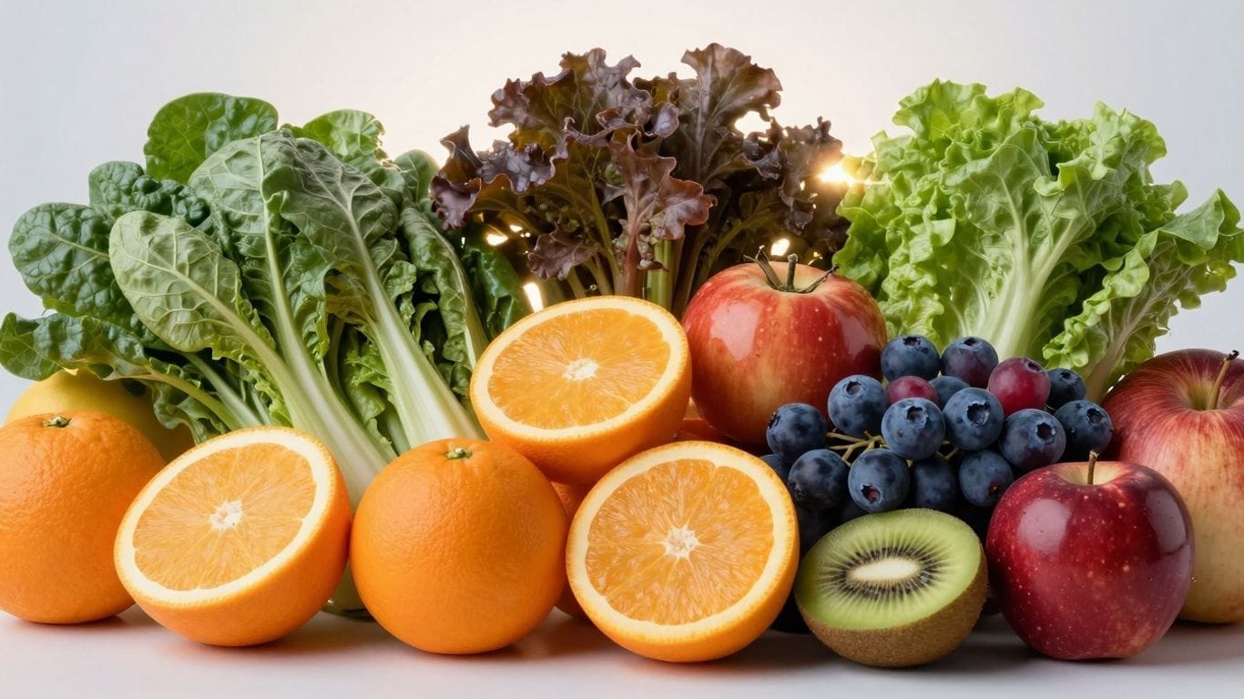 Vitamins and healthy food for weight loss.