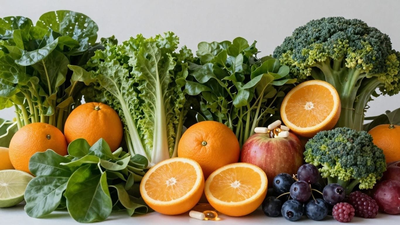 Vitamins and healthy foods for weight loss.