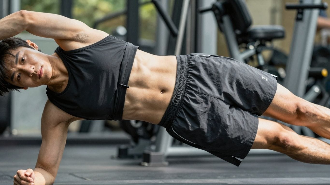 Person doing a core exercise to lose belly fat.