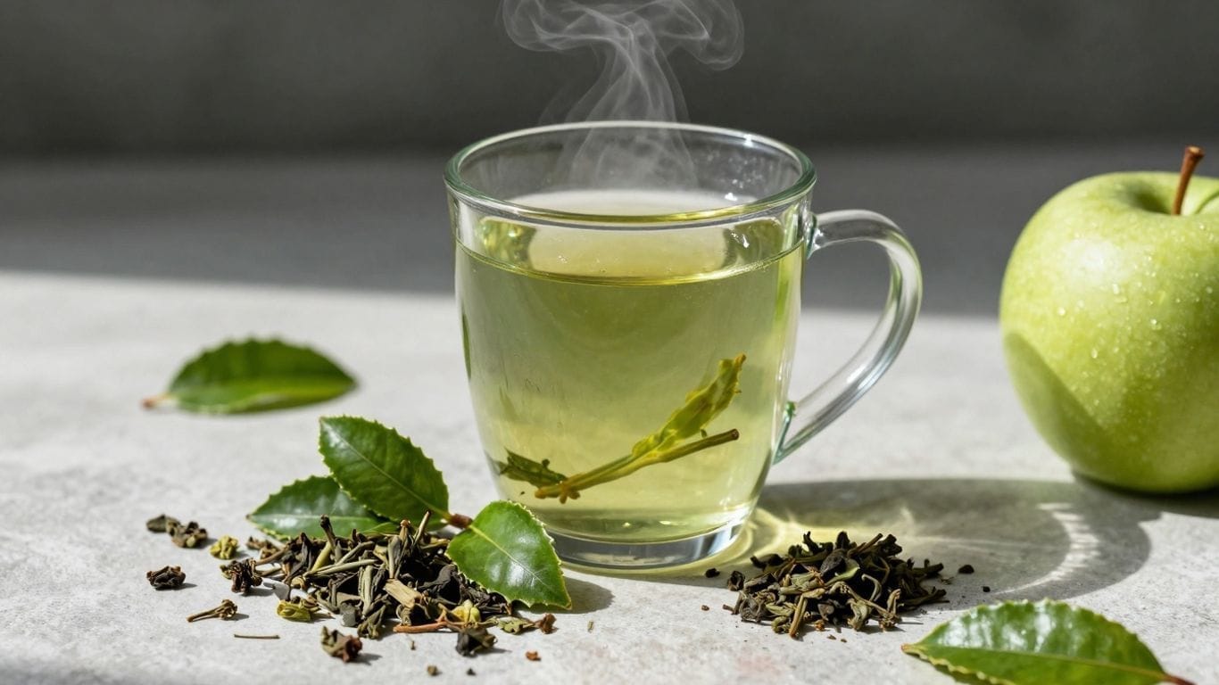 Green tea, tea leaves, and apple for weight loss.