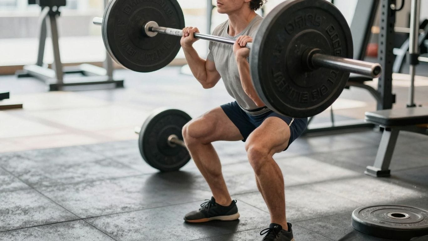 Person lifting weights for strength training.
