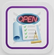 Open sign and checklist icon representing step-by-step restaurant launch guidance