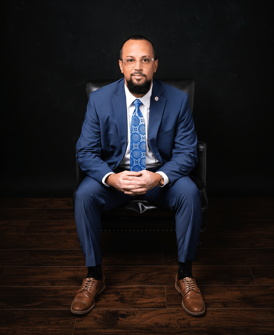 Richard Ziedenburg, National Brand Consultant and Army Veteran Chef, wearing a red patterned suit jacket and glasses in a professional portrait