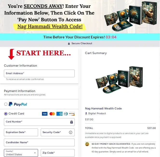 Nag Hammadi Wealth Code Order Page