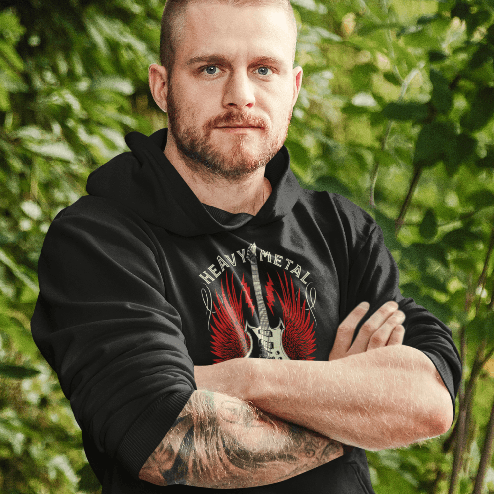 Gamer im dunklen Raum trägt schwarzen Hoodie mit Headclicker Blueprint Gaming Design.