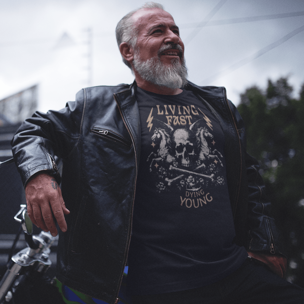 Living Fast Dying Young Shirt – klassisches Rock & Rebel Design in Schwarz