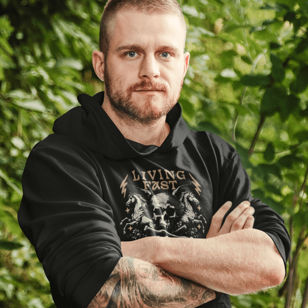 Living Fast Dying Young Shirt – klassisches Rock & Rebel Design in Schwarz