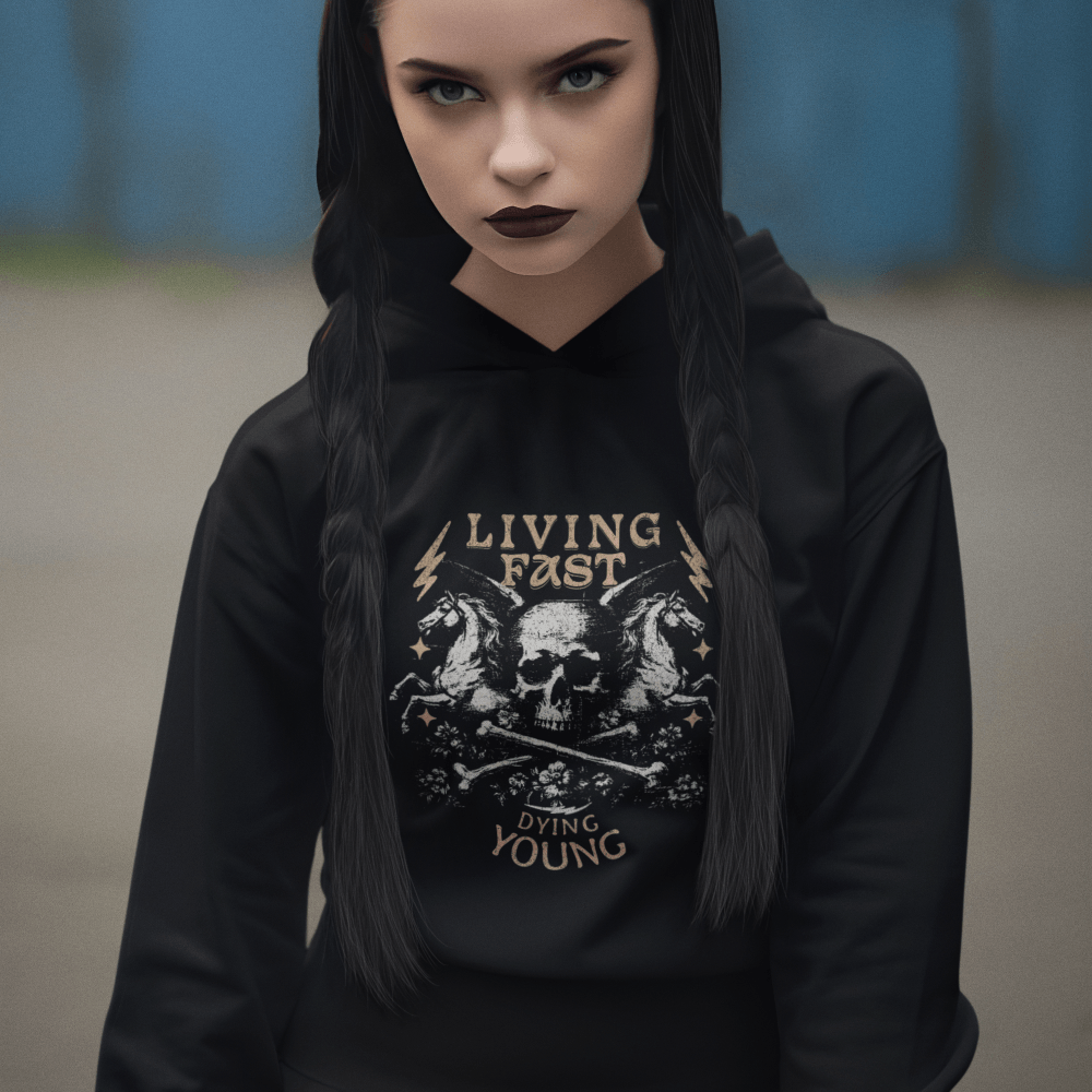 Living Fast Dying Young Shirt – klassisches Rock & Rebel Design in Schwarz