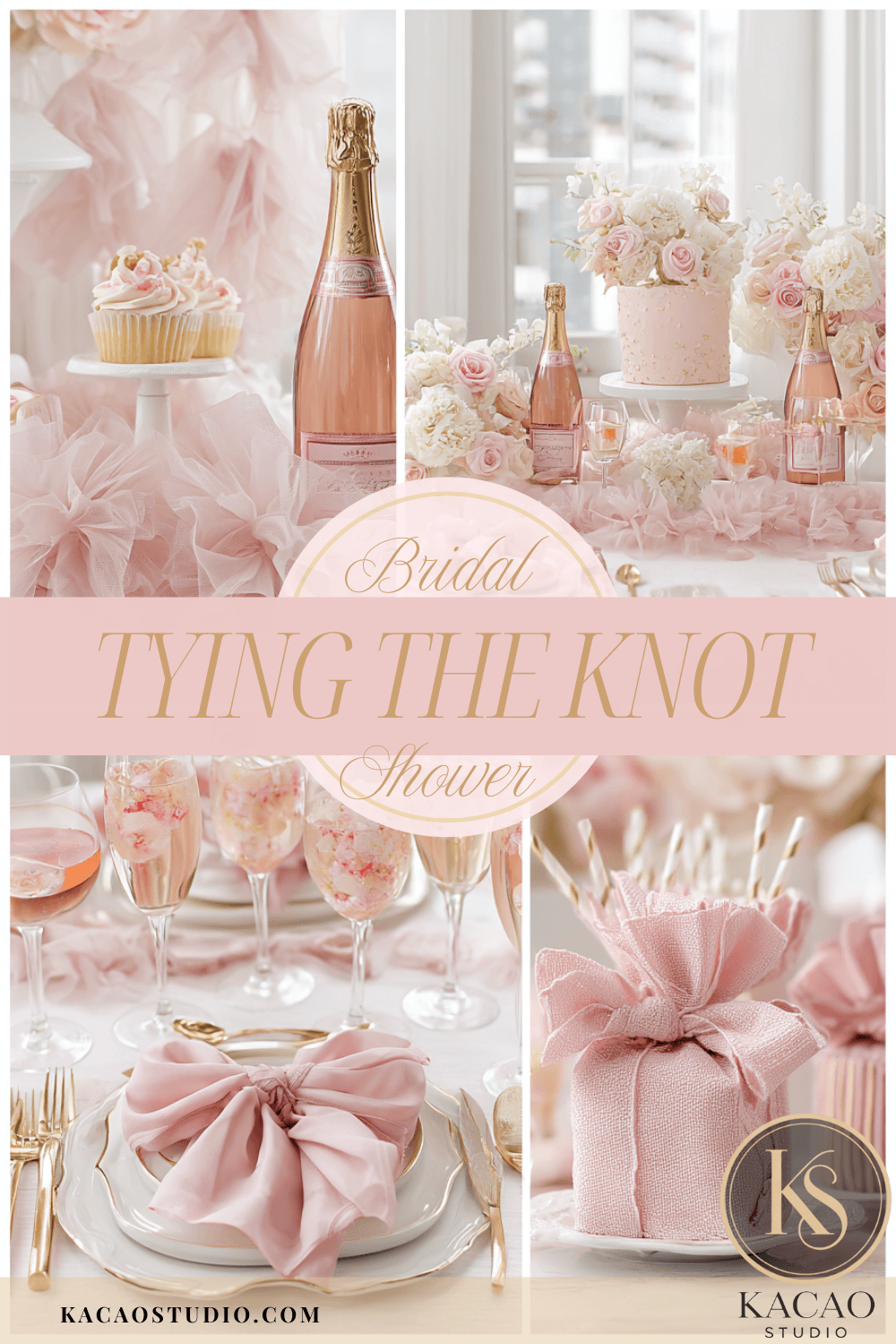 Pink bow tying the knot bridal shower inspiration