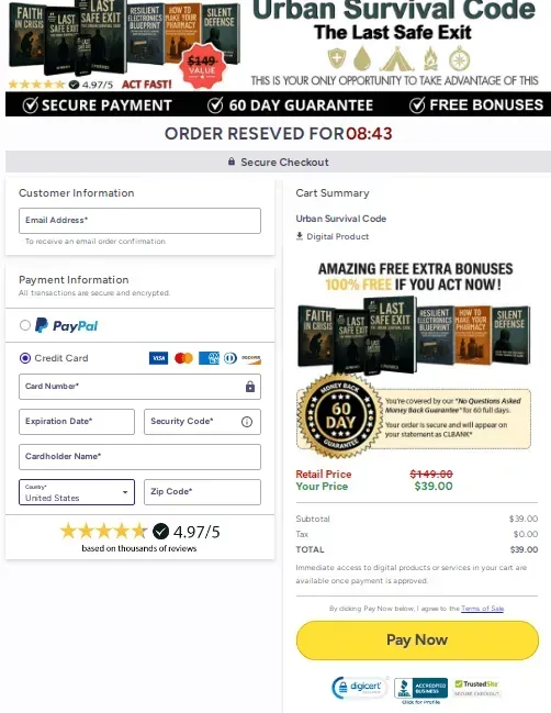 Urban Survival Code Order Page