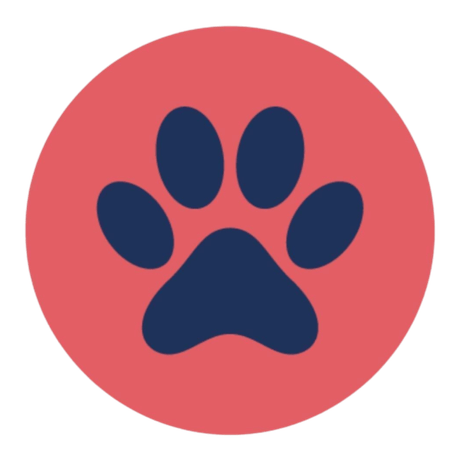 pink and blue paw logo