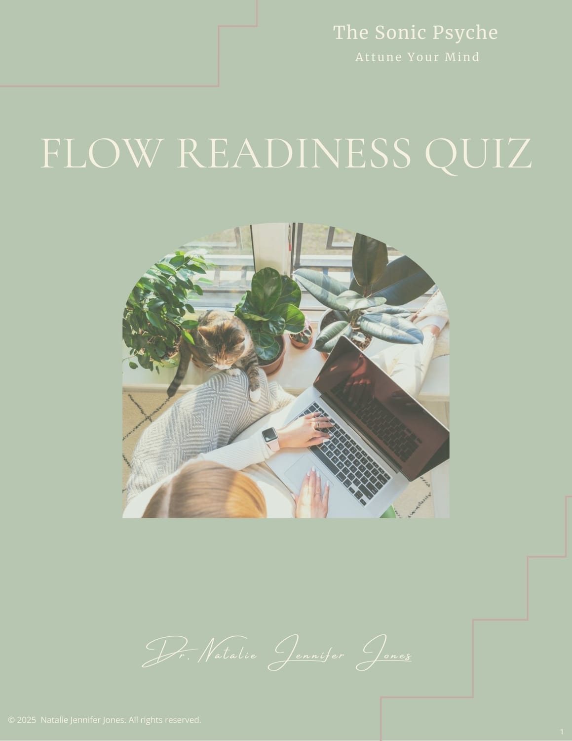 Cover of ‘Flow Readiness Quiz’ — a free Sonic Psyche tool by Dr. Natalie Jennifer Jones to explore focus, flow, and productivity readiness.