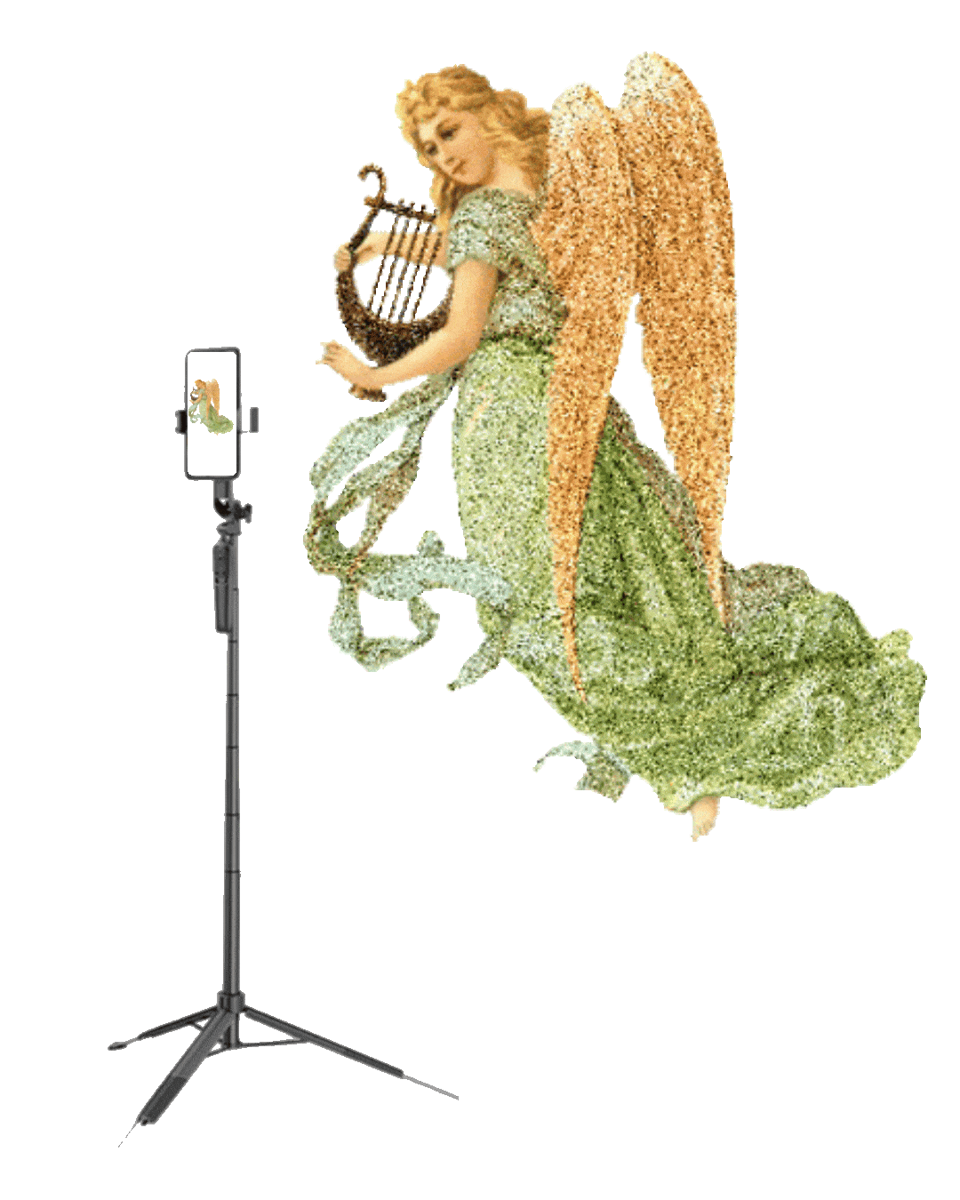 Angel con tripode para grabar contenido