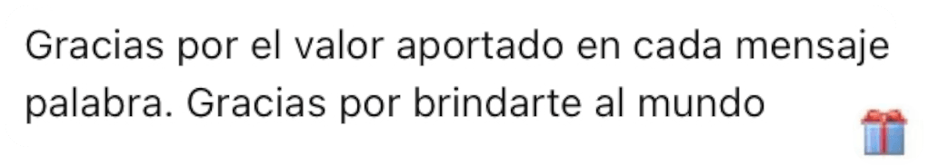 Mensaje de agradecimiento