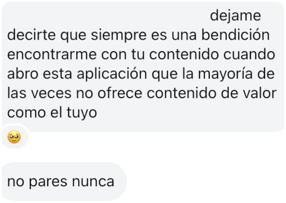 Mensaje de agradecimiento