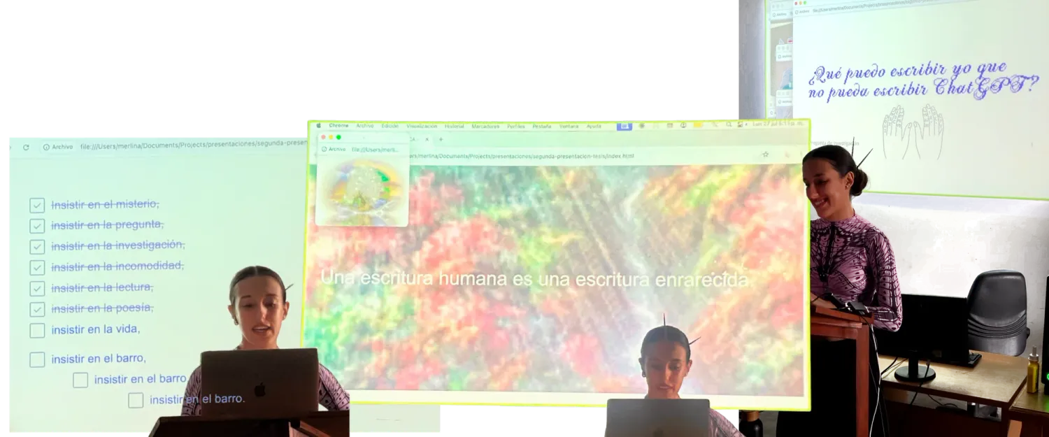 Merlina Seijas presentando su Tesis, Creatividad Cyborgánica