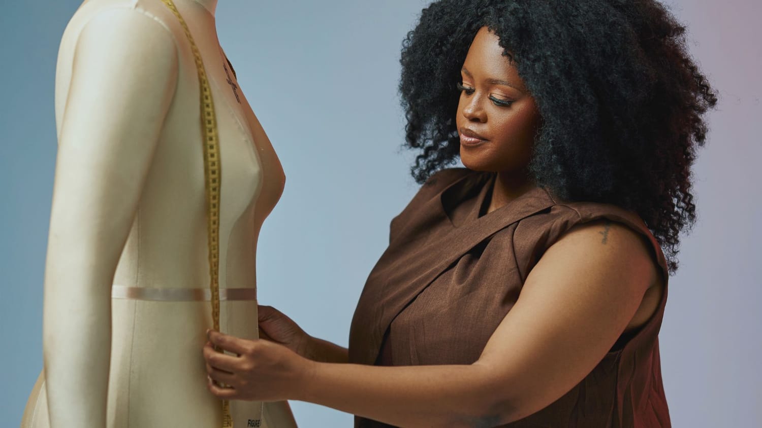 Fashion designer working in her studio