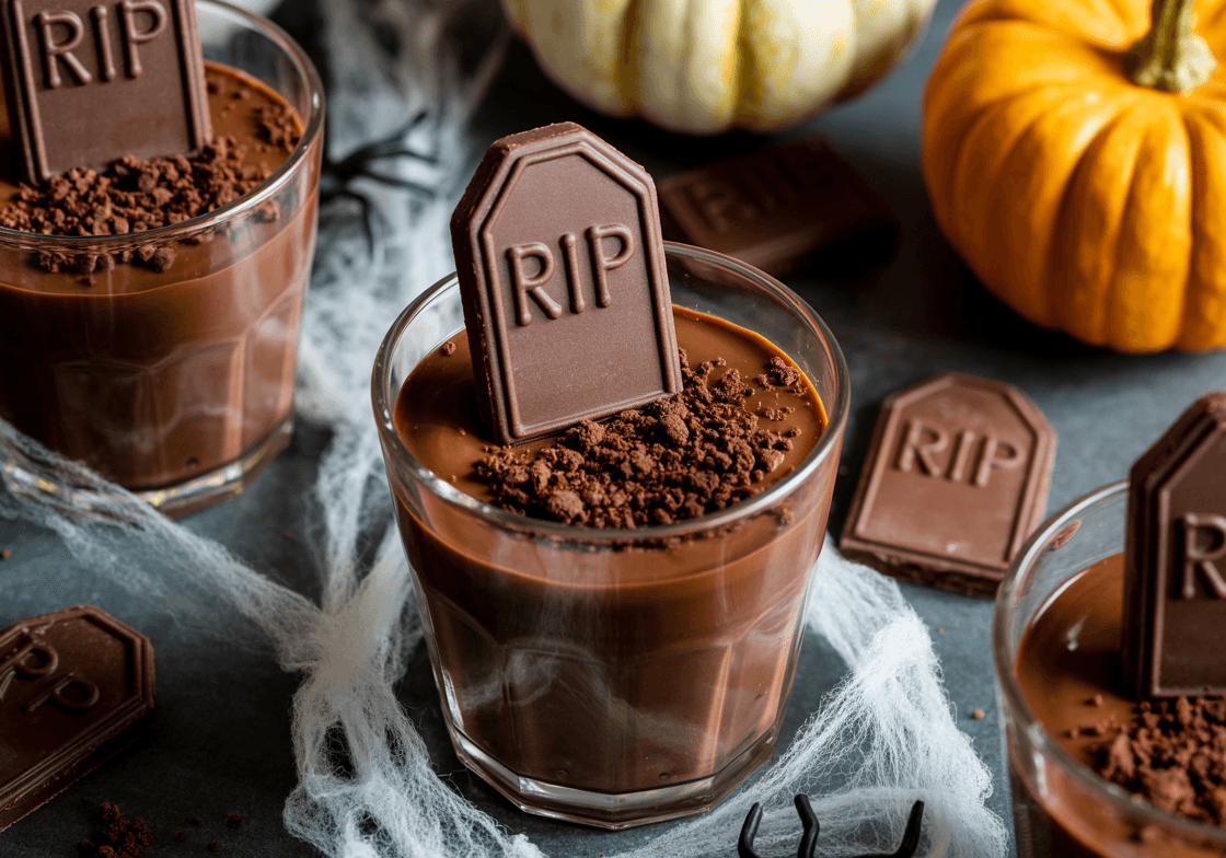 Keto Chocolate Graveyard Mousse Cups