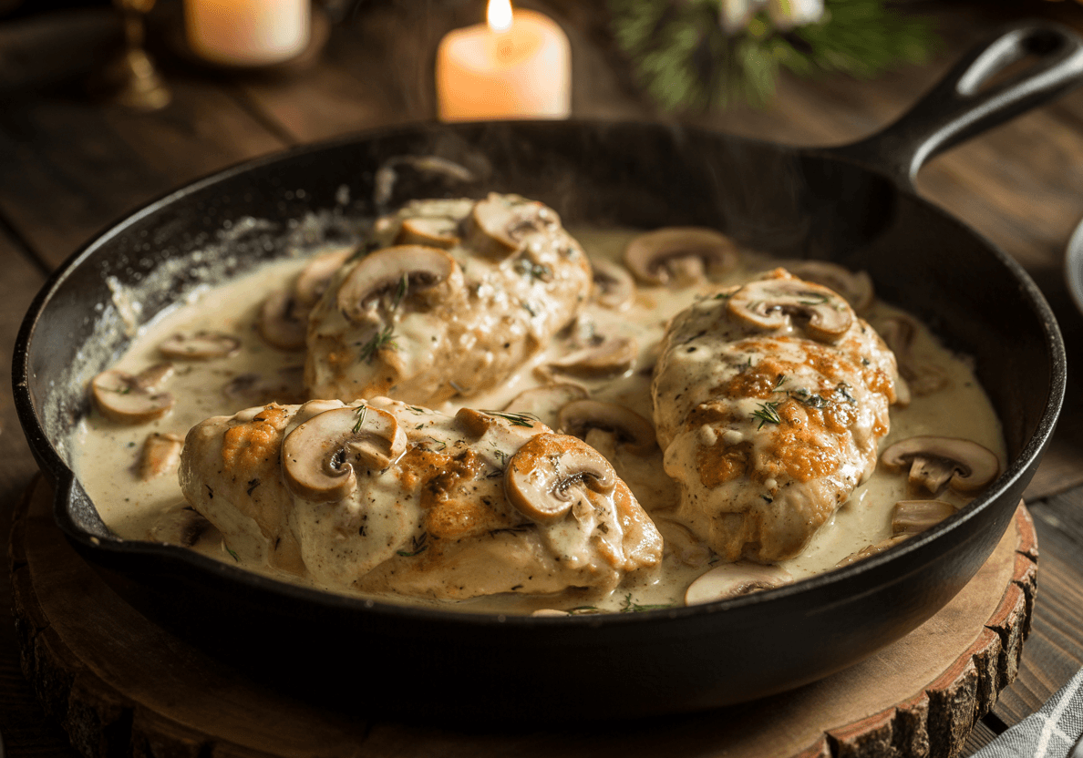 Keto Creamy Mushroom Chicken Skillet autumn dinner
