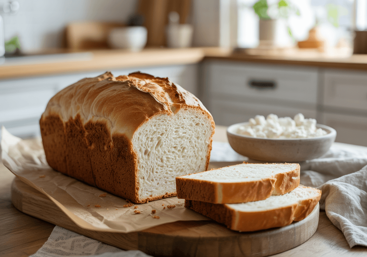 High Protein Cottage Cheese Bread rustic loaf