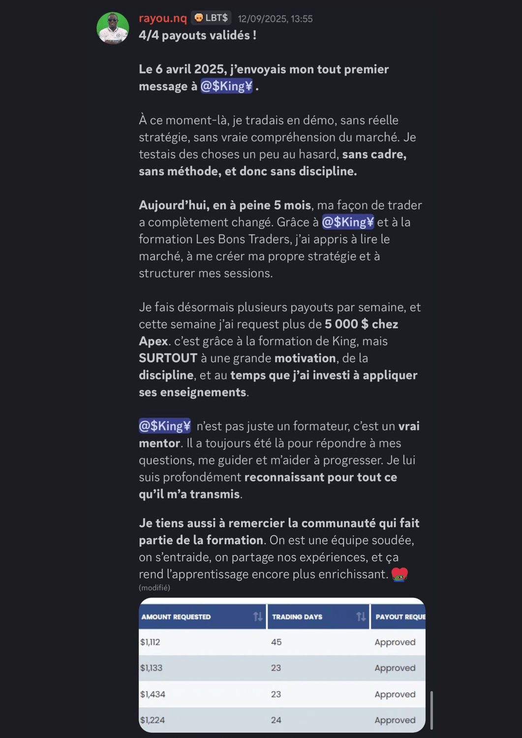 Rayane, membre Les Bons Traders