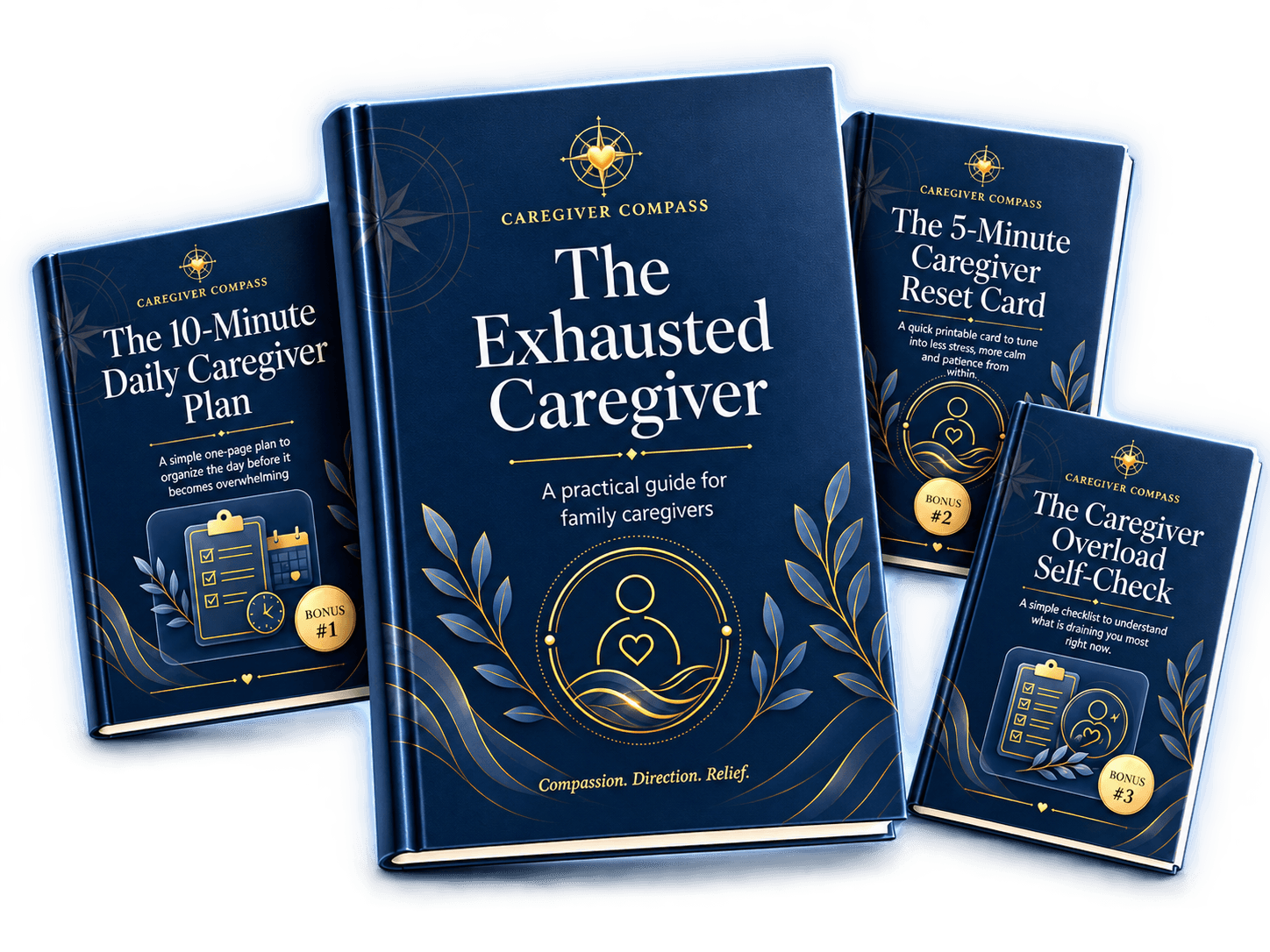 The Exhausted Caregiver Bundle with three printable caregiver tools