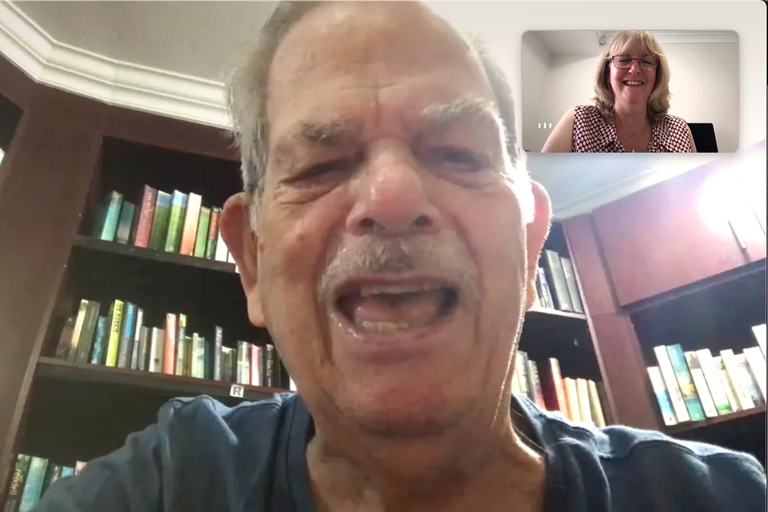 Janet Edwards on daily video call with her father in South Africa