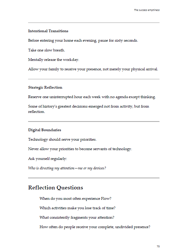 Presence and attention practices page from The Success Emptiness
