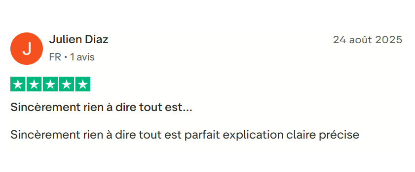 Témoignage Trustpilot 5