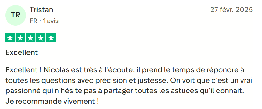 Témoignage Trustpilot 2