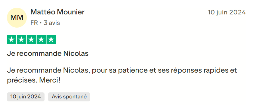 Témoignage Trustpilot 9