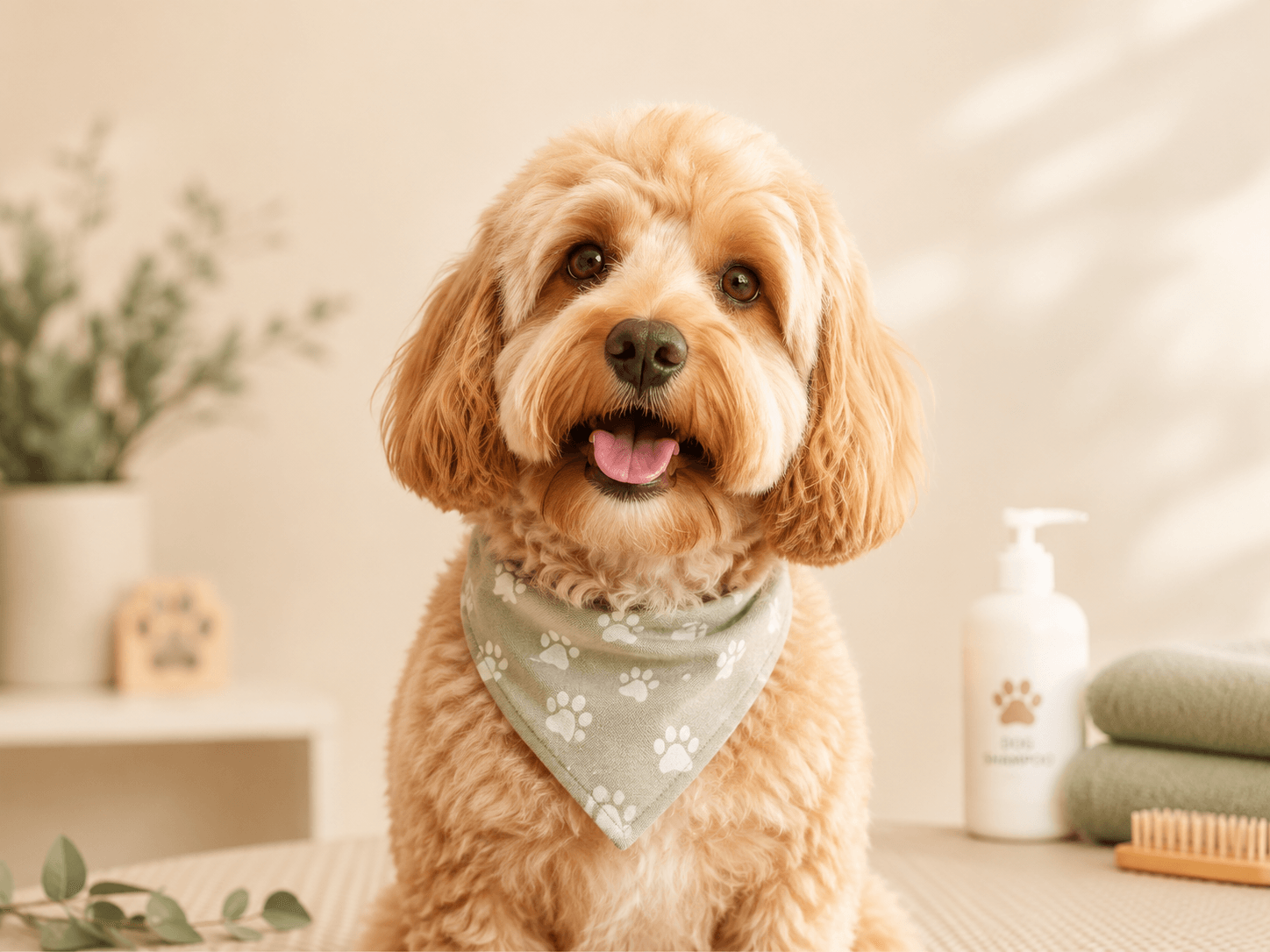 Happy dog after grooming