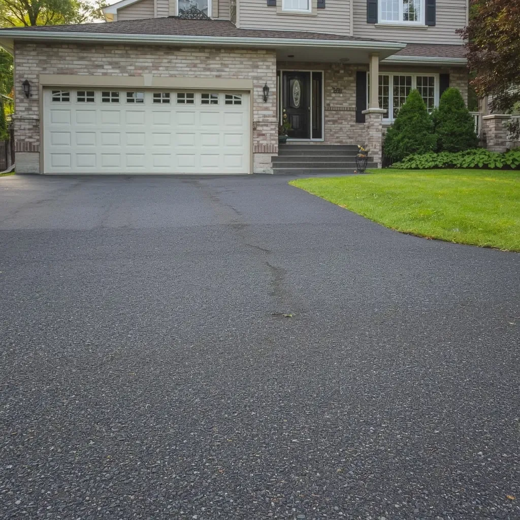 Entrée d'asphalte résidentielle propre et entretenue sur la Rive-Nord de Montréal