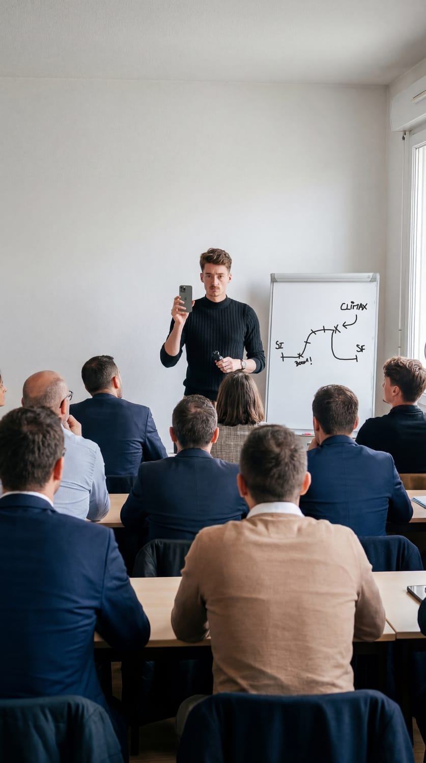 Franck, le CEO de Viralab en train de faire une présentation dans une classe