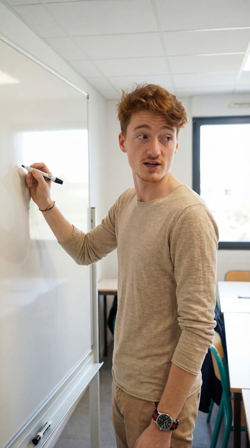 Le PDG de Viralab en train d'écrire sur un tableau blanc pendant une formation sur les vidéos virales