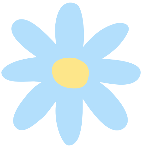 illustration fleur bleue coeur jaune