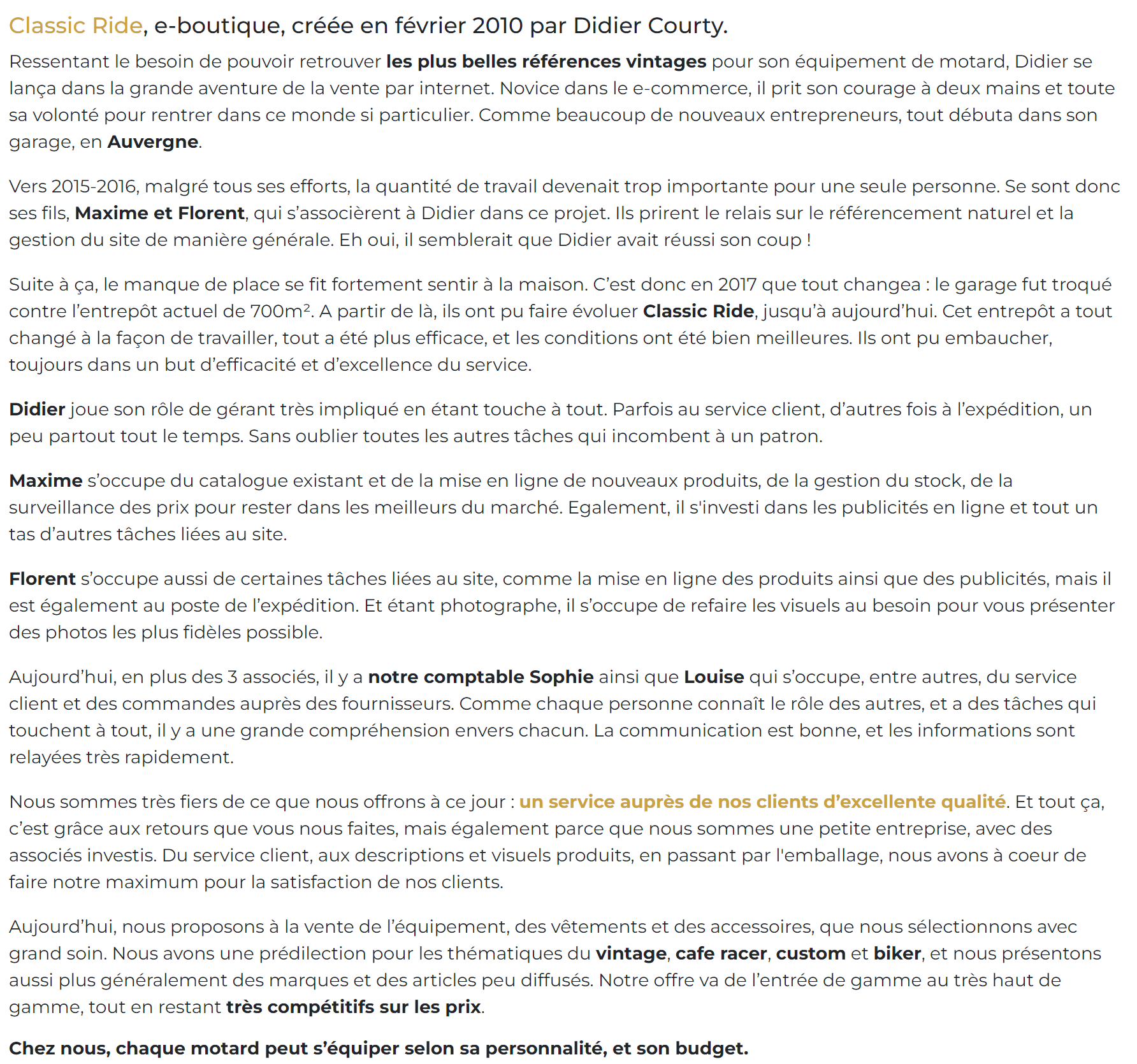 Texte créé pour le qui-suis-je de Classic Ride
