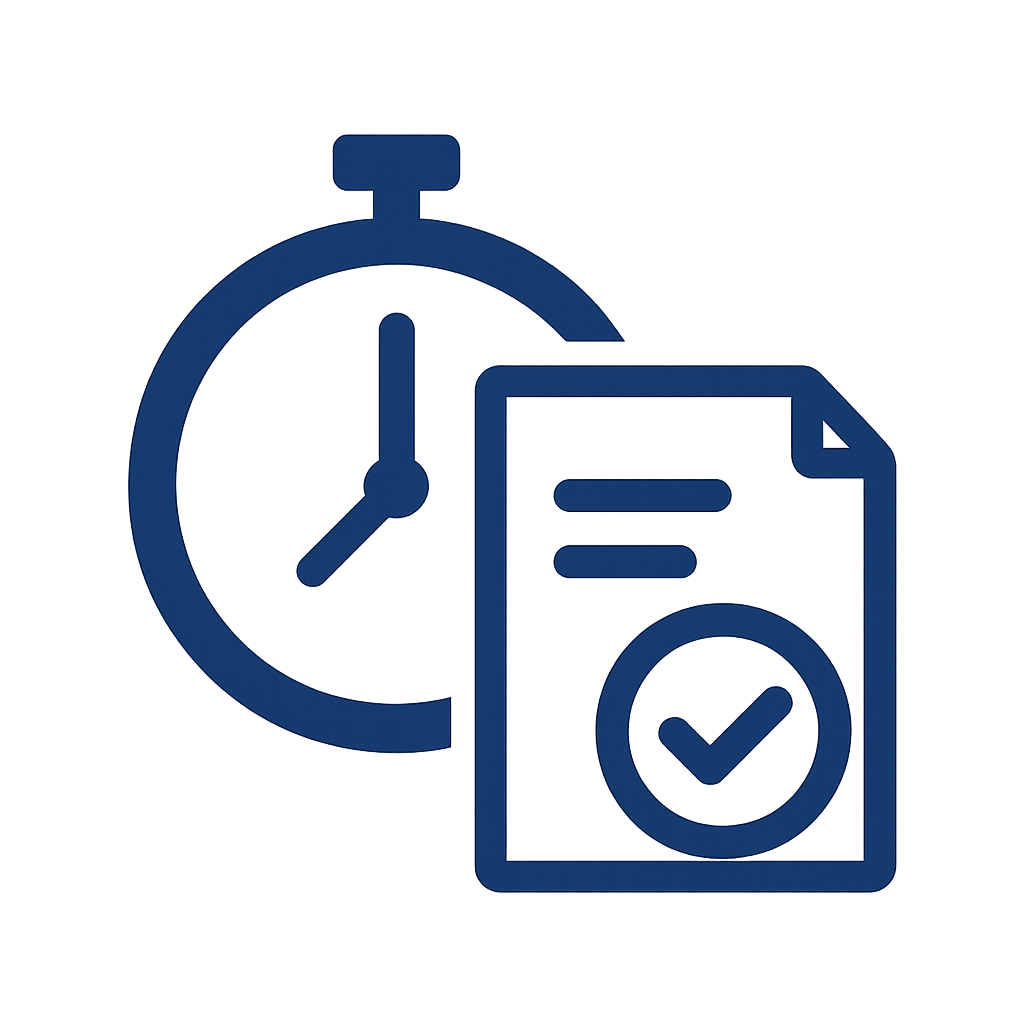 Ícono de entrega rápida que representa generación inmediata de reportes topográficos y mineros del Ingeniero Joao en Panamá