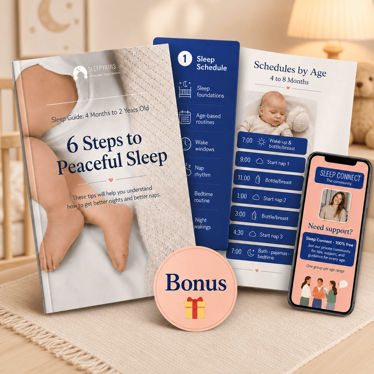 Baby sleep guide 4 months to 2 years PDF and Bonus Kit