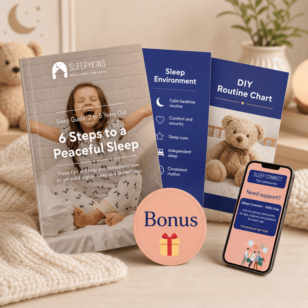 Toddler sleep guide 2 to 5 years — PDF and Bonus Kit