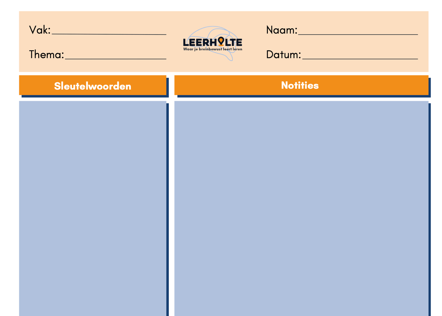 Preview Cornellmethode werkblad