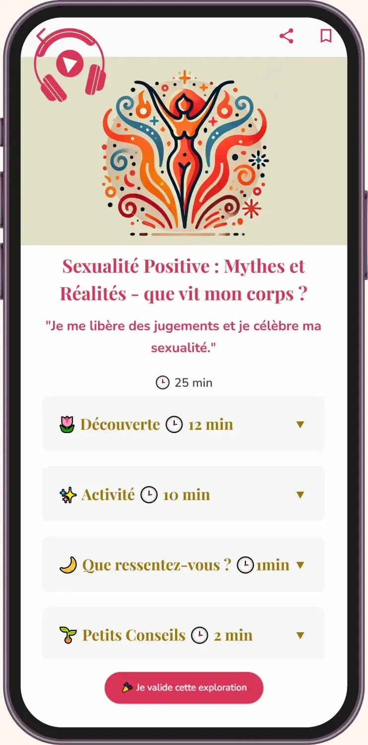 Séance Sexualité Positive – Mythes et Réalités, explorer et célébrer son corps féminin sur l'application FeminiSens