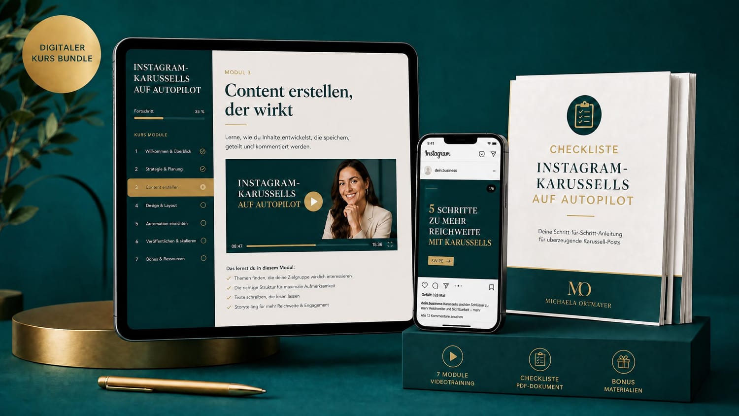 Instagram-Karussells auf Autopilot – Kurs-Mockup