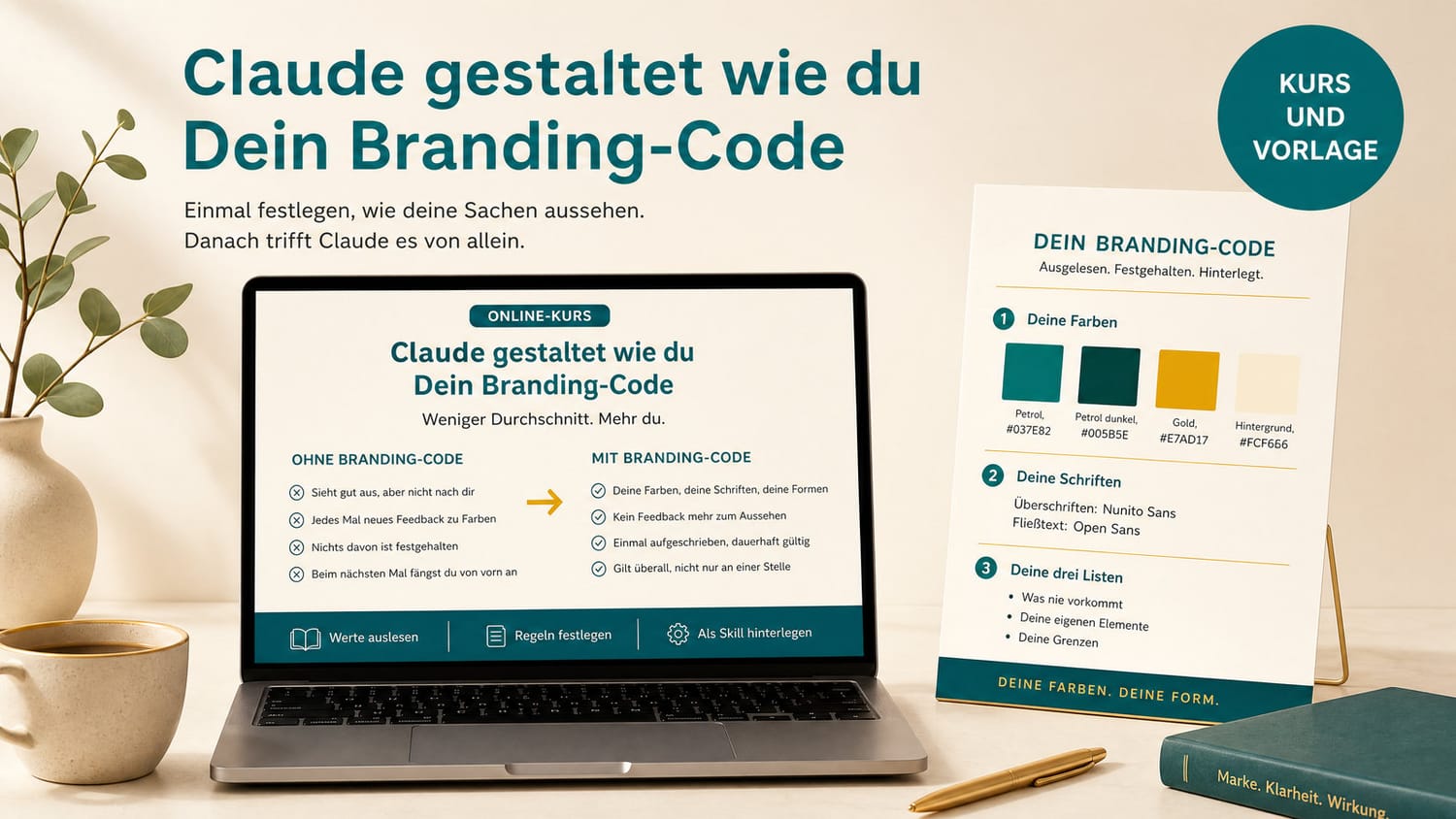 Claude gestaltet wie du, Kurs und Vorlage für deinen Branding-Code