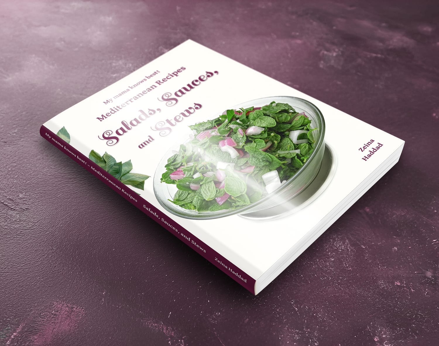 Mockup of book "Salads, Sauces, and Stews"