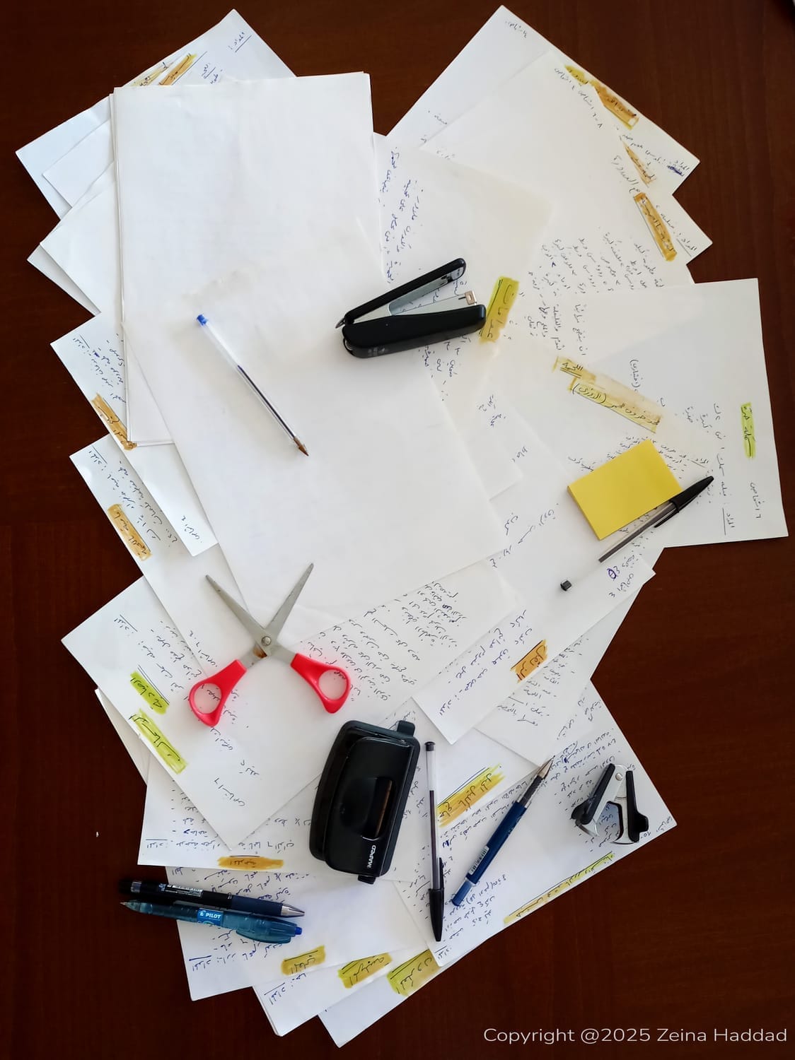 Picture of Zeina Haddad's mother's hand-wrtitten recipes in Arabic.