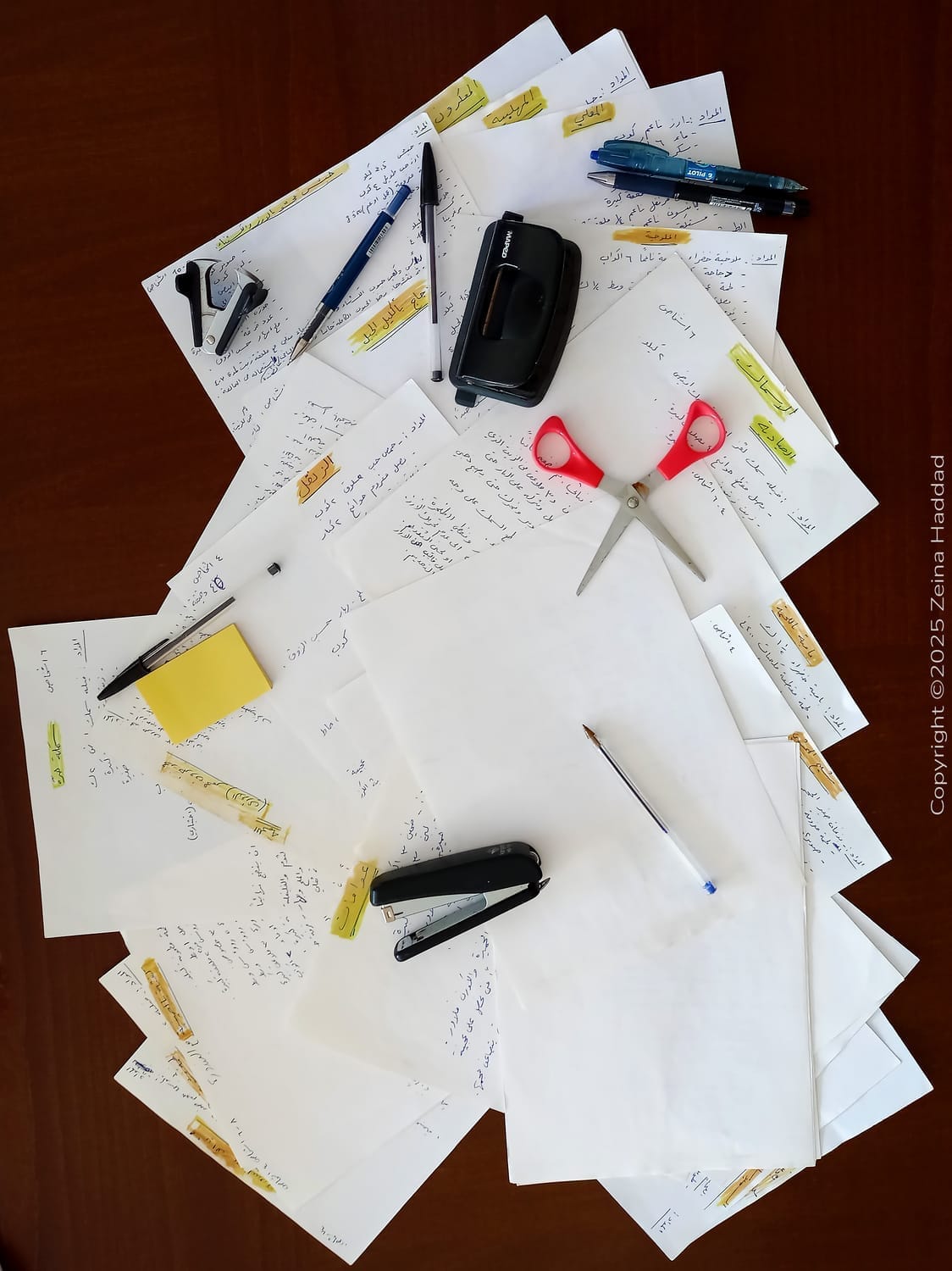 Picture of Zeina Haddad's mother's hand-wrtitten recipes in Arabic.