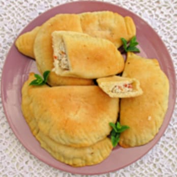 Recipe thumbnail of Labnah filled Lebanese fatayer from the the book "Soups and Appetizers, my mama knows best! — mediterranean recipes" by Zeina Haddad. "