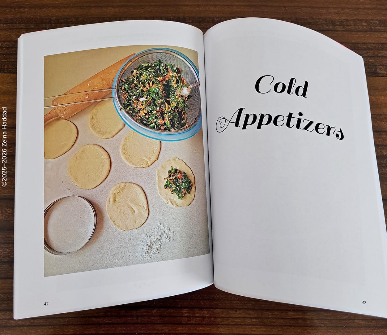 The title page of section "Cold Appetizers", from the cookbook "spups and appetizers" by zeina haddad.